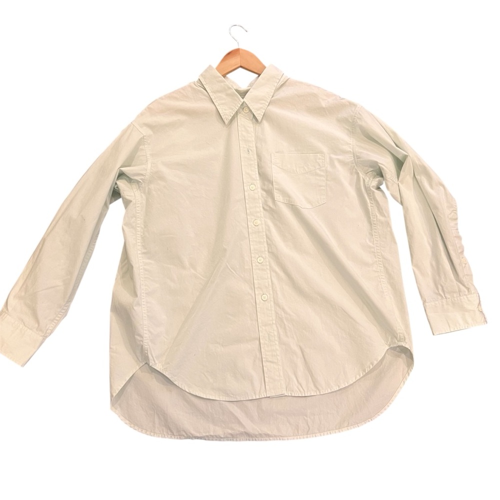Aritzia Wilfred Free Relaxed Poplin Shirt 2XS XXS Mint Green Oversized Cotton